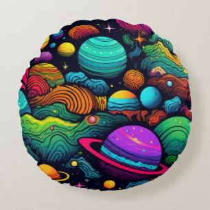 Planet background round pillow