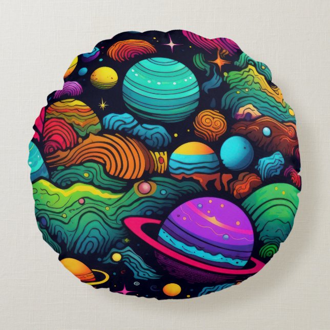 Planet background round pillow (Front)
