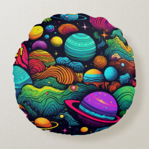 Planet background round pillow