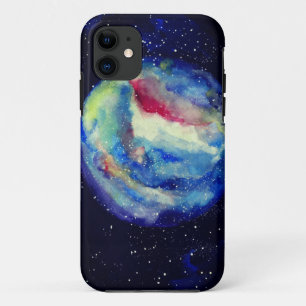 Planet Case, Watercolor Cosmos Art iPhone 11 Case