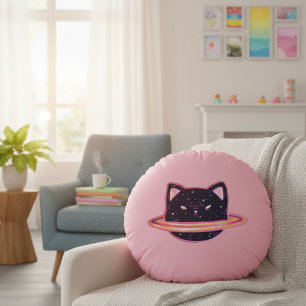 Planet Cat Round Pillow
