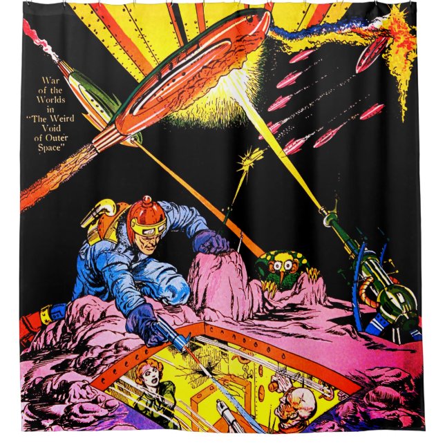Planet Comics Laser Attack Vintage Shower Curt (Front)