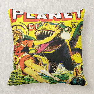 PLANET COMICS SCI FI ART ILLUSTRATION THROW PILLOW