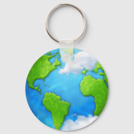 Planet Earth and clouds keychain
