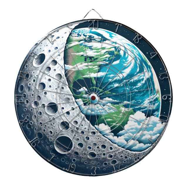 Planet Earth and Its Moon: Celestial Wonder Dartboard (Front)