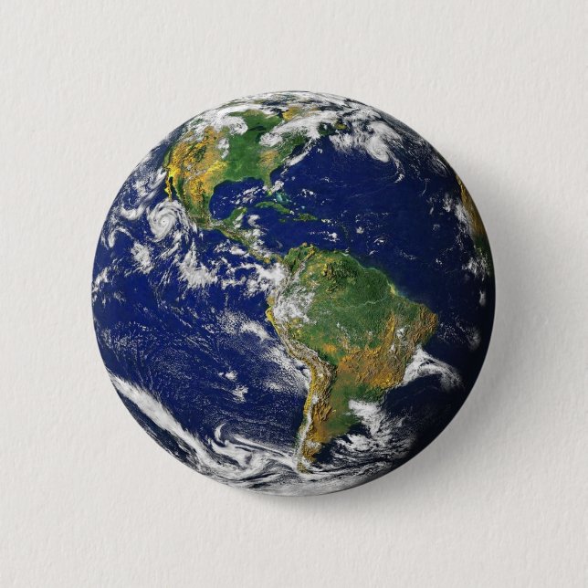 Planet Earth brooch 2 Inch Round Button (Front)