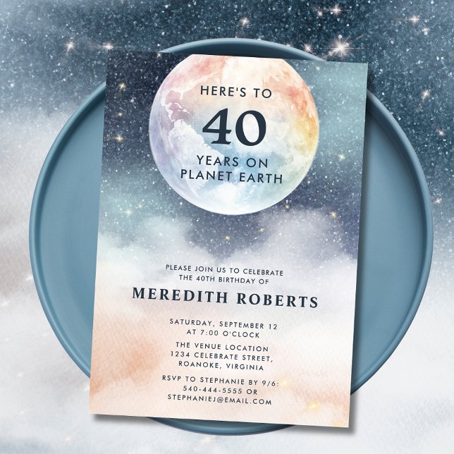 Planet Earth Celestial Sky 40th Birthday Invitation (Planet Earth Celestial Sky 40th Birthday Invitation)