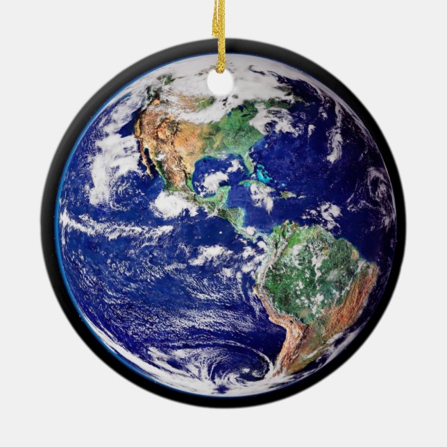 Planet Earth Christmas Ceramic Ornament (Back)