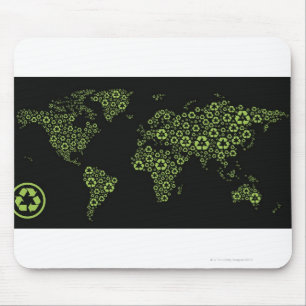 Planet earth composed of recycling symbols mouse pad