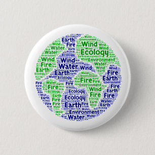 Planet Earth Ecology Word Art 2 Inch Round Button