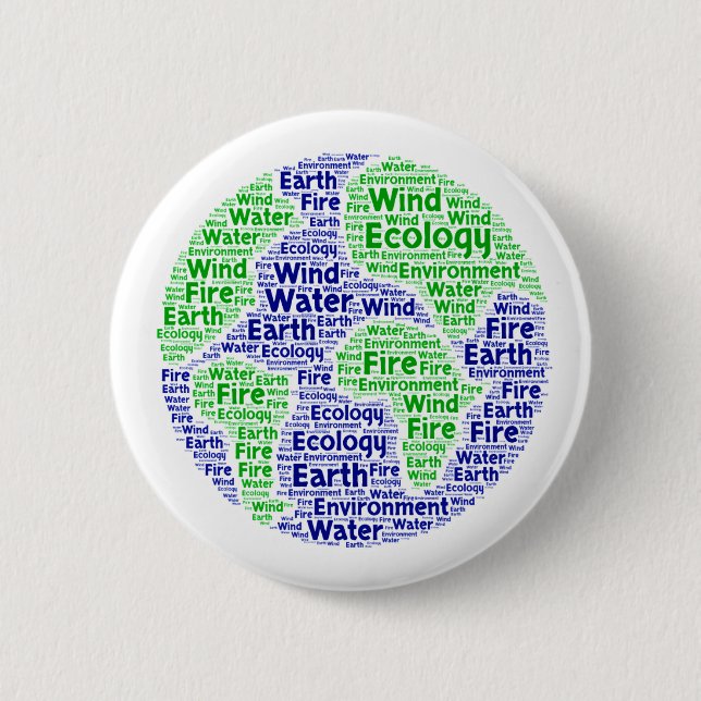 Planet Earth Ecology Word Art 2 Inch Round Button (Front)