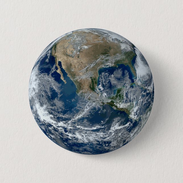 Planet Earth from Outer Space with Clouds 2 Inch Round Button (Front)