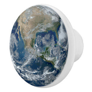 Planet Earth from Outer Space with Clouds Ceramic Knob