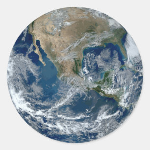 Planet Earth from Outer Space with Clouds Classic Round Sticker