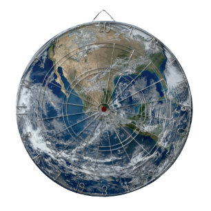 Planet Earth from Outer Space with Clouds Dartboard