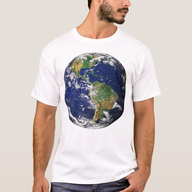 PLANET EARTH FROM SPACE Mens White T-Shirt (Front)