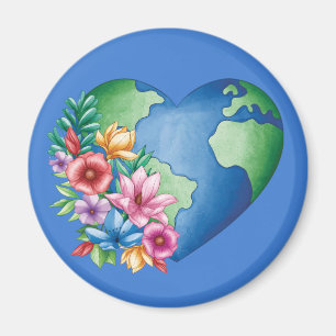 Planet Earth Heart Magnet