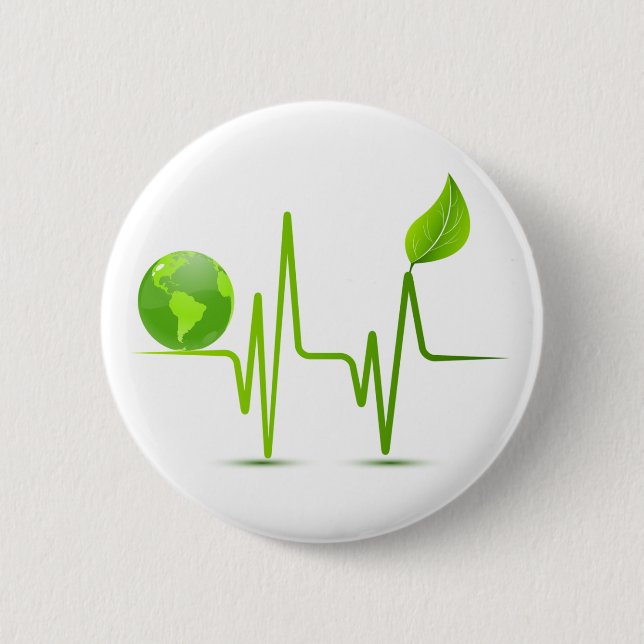PLANET EARTH HEART MONITOR 2 INCH ROUND BUTTON (Front)