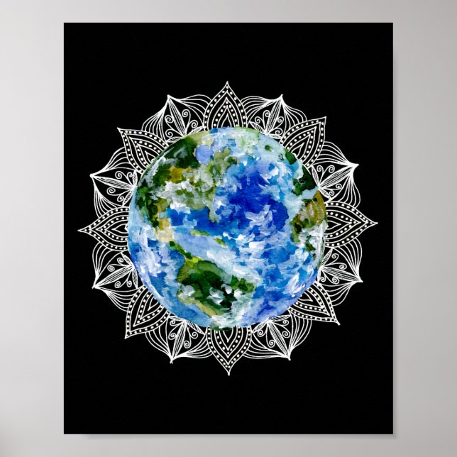 Planet Earth Mandala Poster (Front)