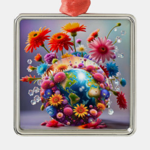 Planet Earth Metal Ornament