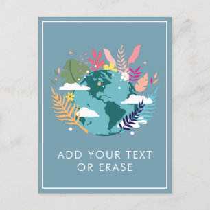 Planet Earth Nature Clouds Tropical Add Your Text Holiday Postcard
