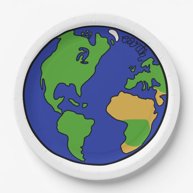 Planet Earth of the Solar System Paper Plate (Front)