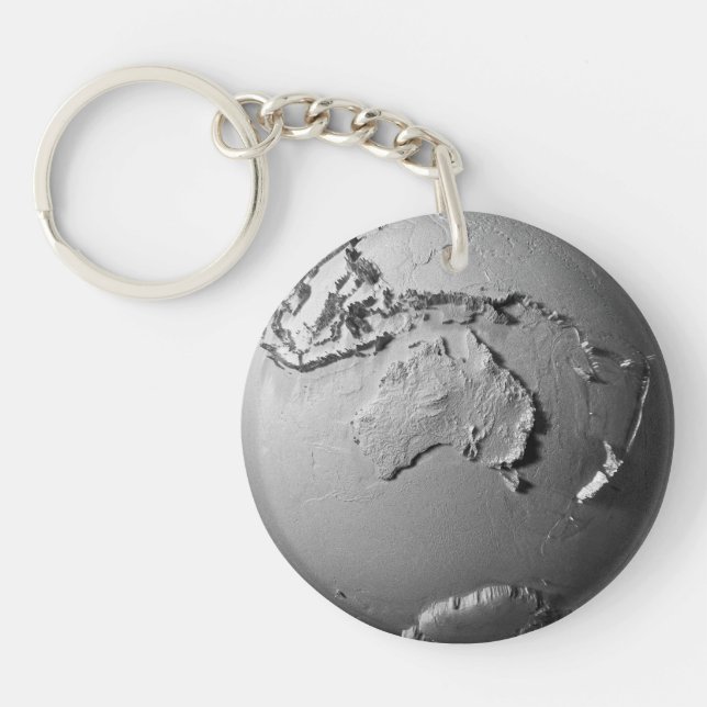 Planet Earth On White Background - Australia, 3d Keychain (Front)