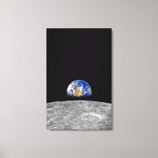 Planet earth rising over Moon Canvas Print (Front)