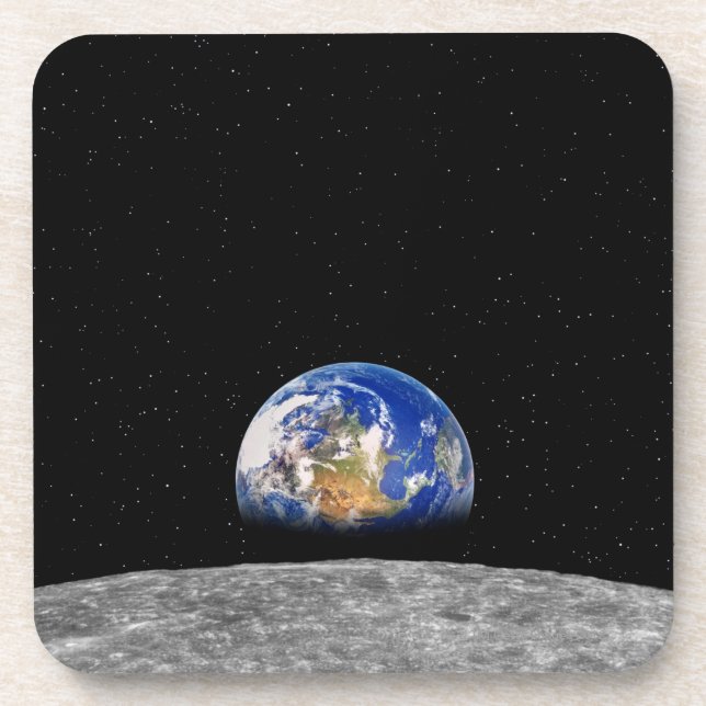 Planet earth rising over Moon Coaster (Front)