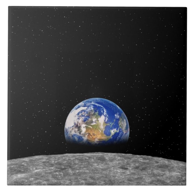Planet earth rising over Moon Tile (Front)