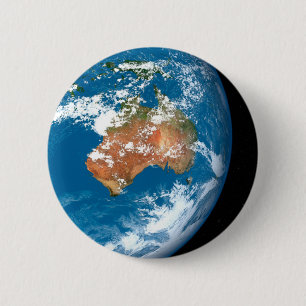 Planet Earth Showing Clouds Over Australia. 2 Inch Round Button