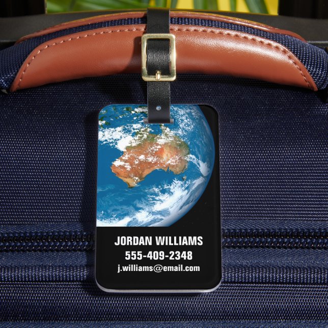 Planet Earth Showing Clouds Over Australia. Luggage Tag (Front Insitu 2)