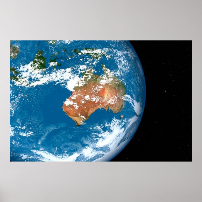 Planet Earth Showing Clouds Over Australia. Poster (Front)
