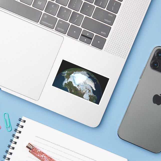 Planet Earth Showing Sea Ice Coverage In 1980. (Laptop w/ iPhone)