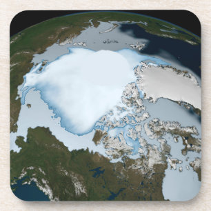Planet Earth Showing Sea Ice Coverage In 1980. Coaster