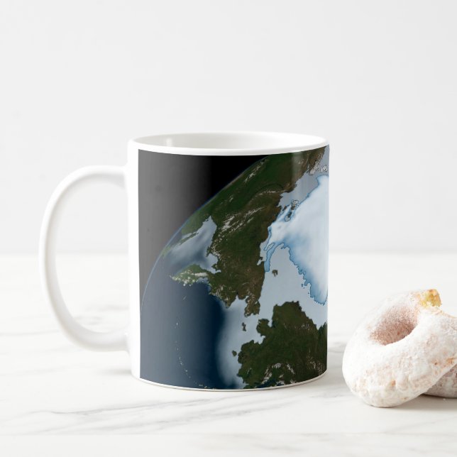 Planet Earth Showing Sea Ice Coverage In 1980. Coffee Mug (With Donut)