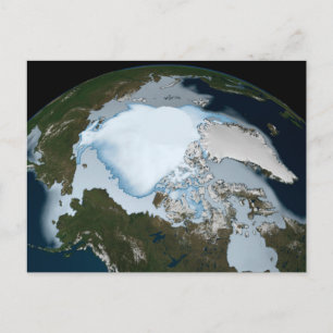Planet Earth Showing Sea Ice Coverage In 1980. Postcard
