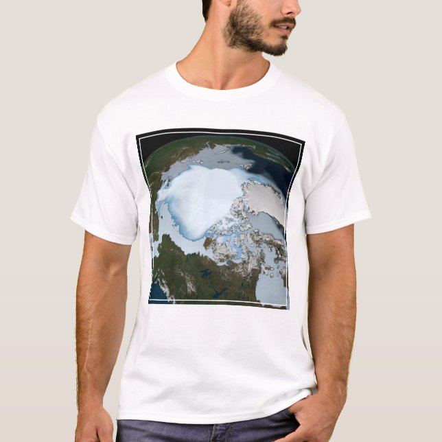 Planet Earth Showing Sea Ice Coverage In 1980. T-Shirt (Front)