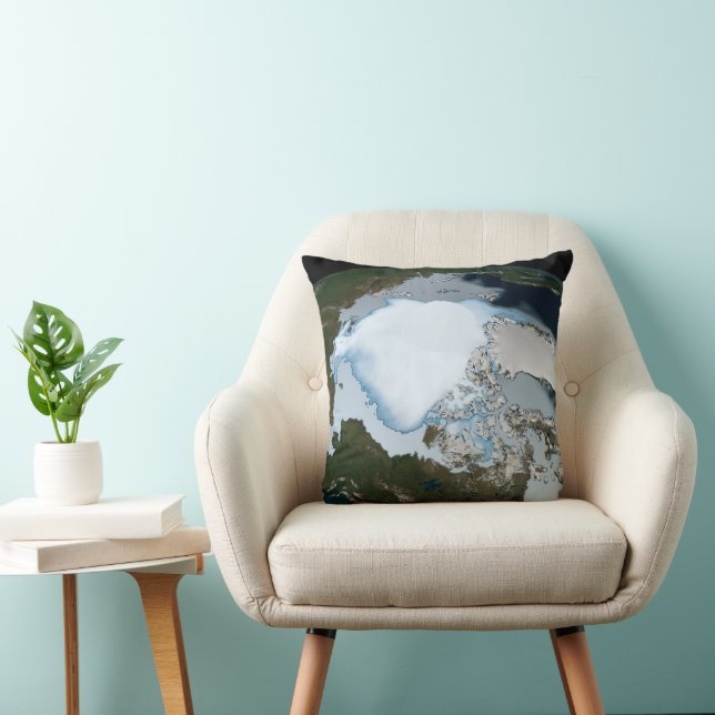Planet Earth Showing Sea Ice Coverage In 1980. Throw Pillow (Chair)