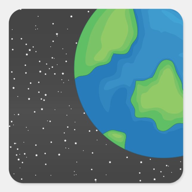 Planet earth square sticker (Front)