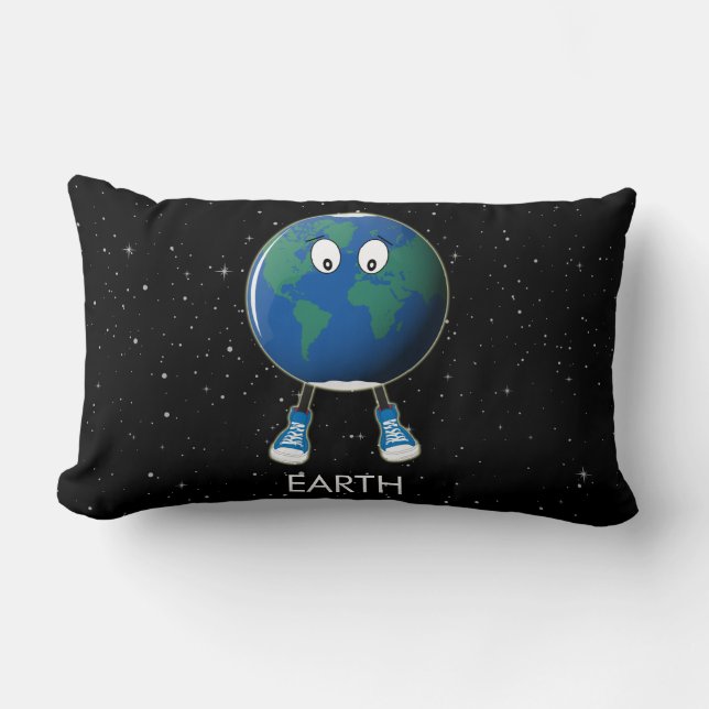 Planet Earth & Stars Lumbar Pillow (Front)