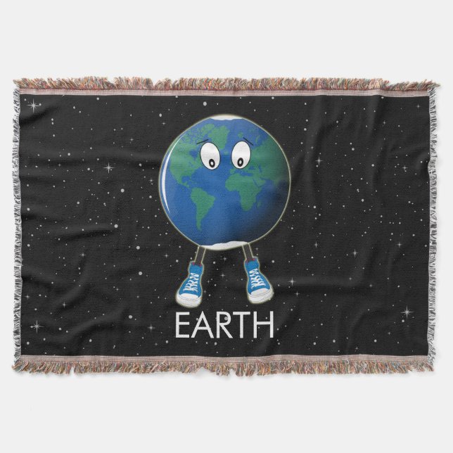Planet Earth & Stars Throw Blanket (Front)