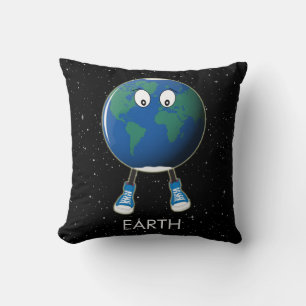 Planet Earth & Stars Throw Pillow