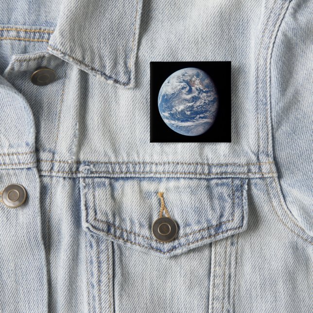 Planet Earth Taken By The Apollo 11 Crew. 2 Inch Square Button (In Situ)