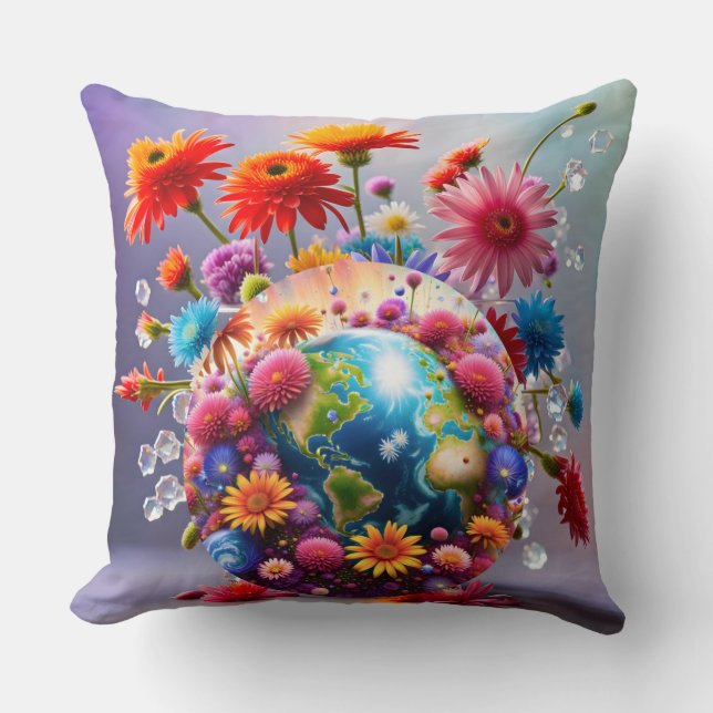 Planet Earth Throw Pillow (Front)