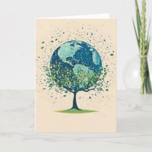 Planet Earth Tree Unusual Holiday Card