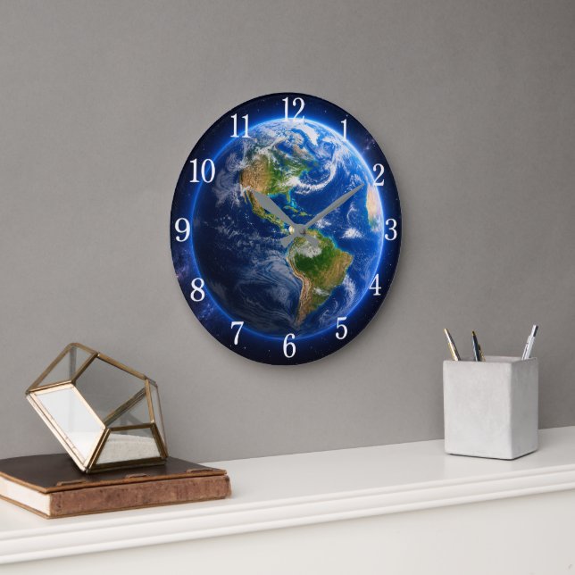 Planet Earth Wall Clock — Space-Inspired Design (Office)