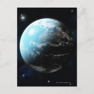 Planet earth with stars all around postcard