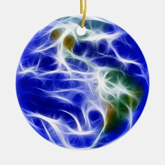 Planet Earth World Globe Ceramic Ornament (Front)