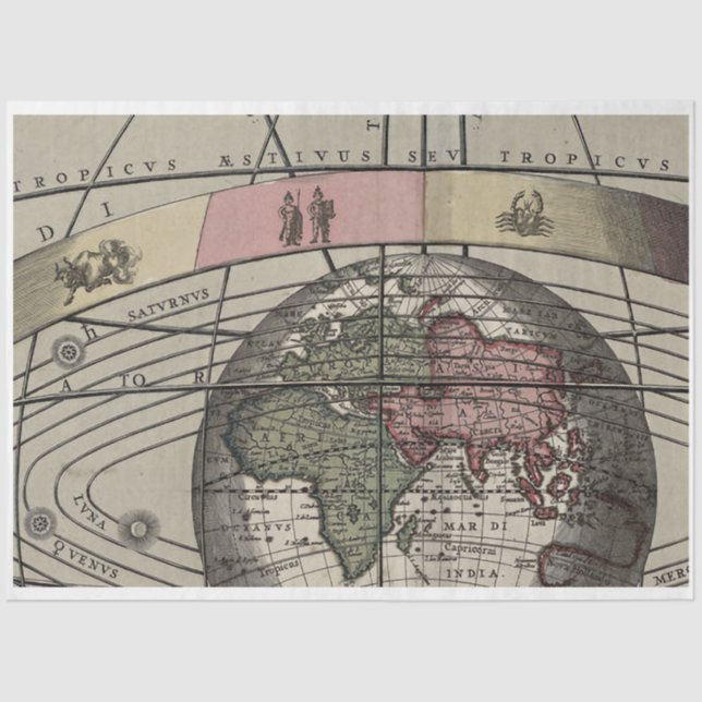 Planet earth world map decoupage paper (Front)